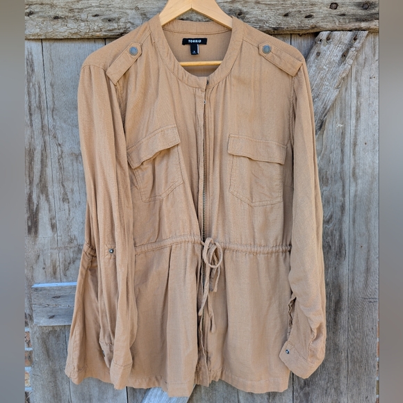 torrid Jackets & Blazers - Torrid Lightweight Utility Jacket in Light Brown